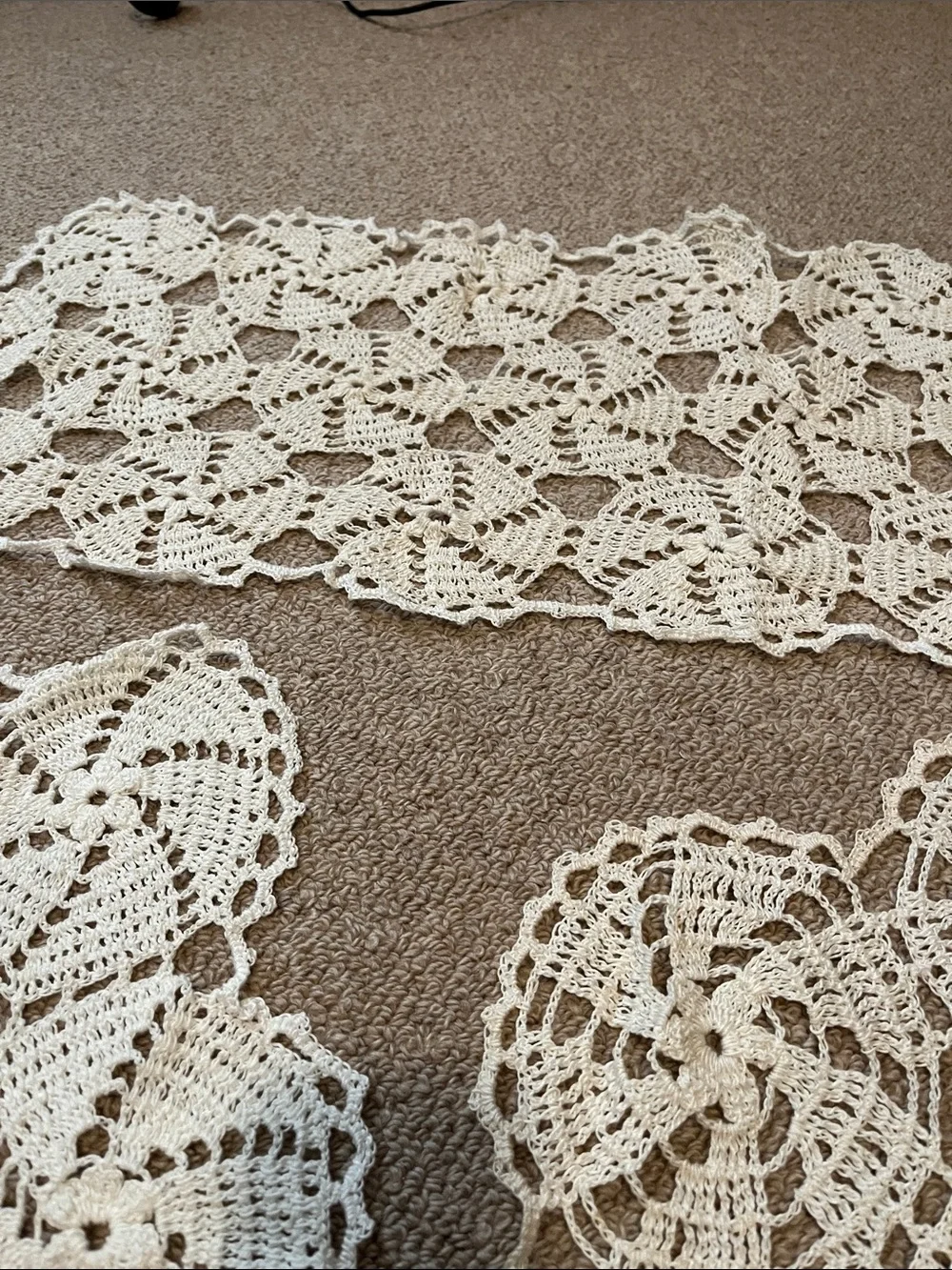 Handmade Crochet Doily Set - Cream Lace Table Covers